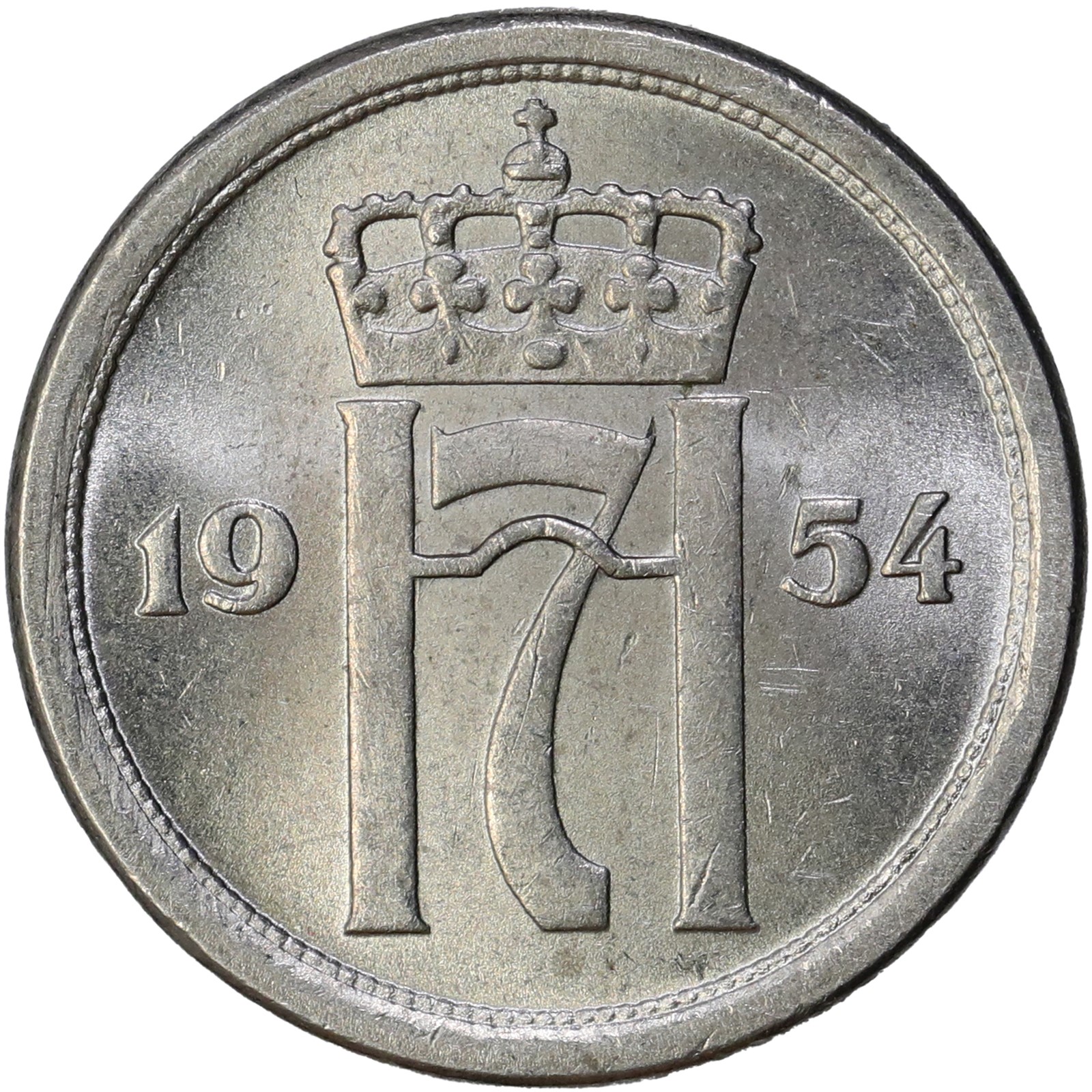 NORWAY. Haakon VII. 25 Øre 1954 Kv 0 (UNC)