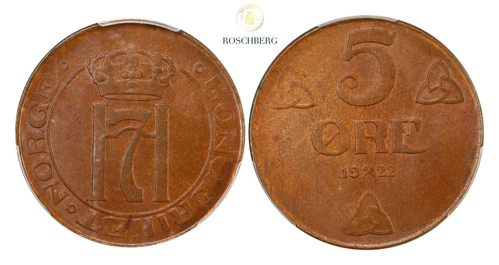 Norge 5 Øre 1922 PCGS MS64BN