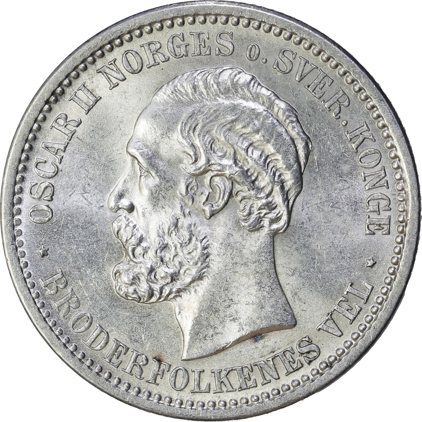 NORWAY. Oscar II. 1 Krone 1890 Kv 0 (UNC)