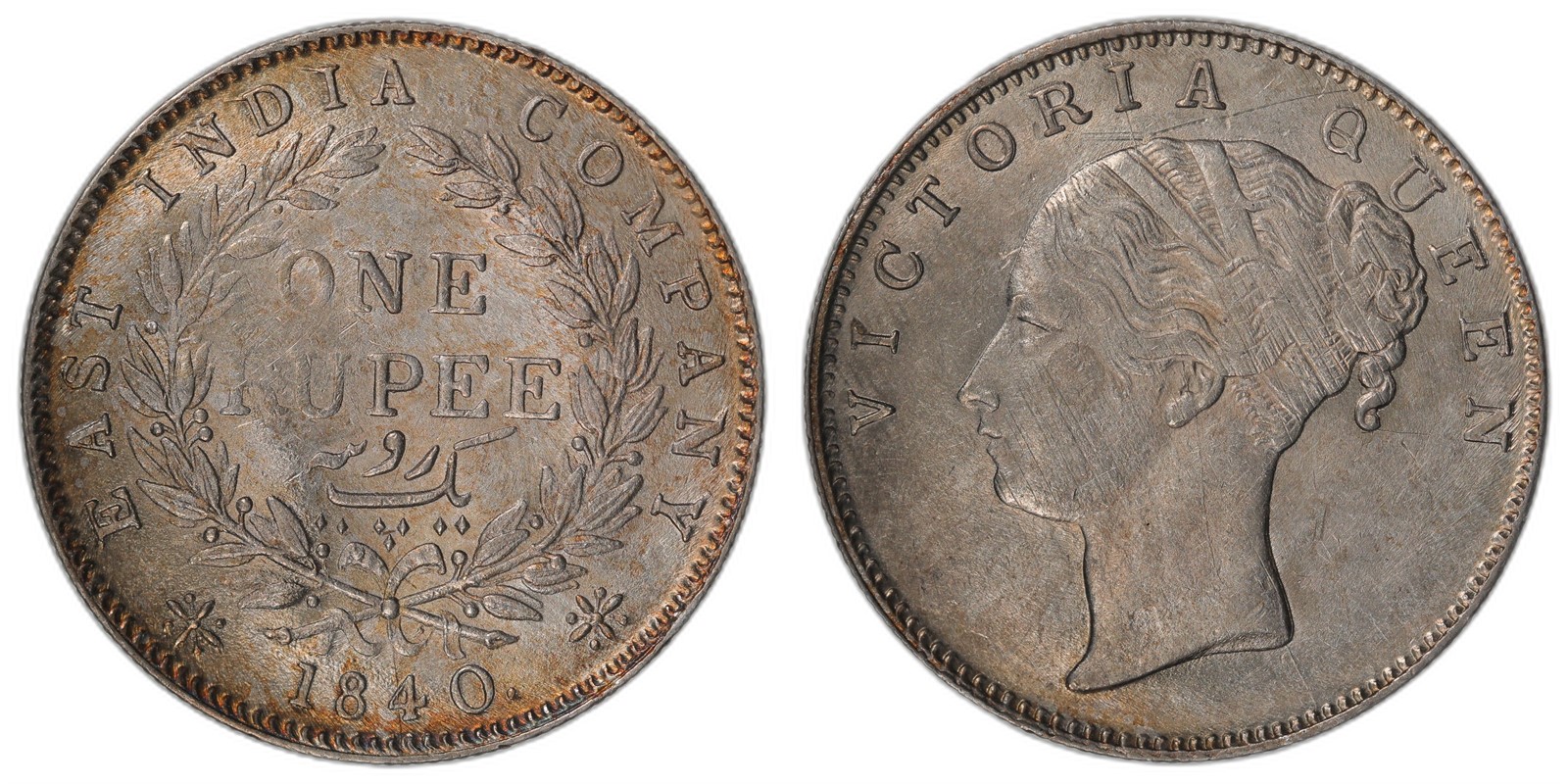 INDIA, BRITISH. Victoria. Rupee. 1840. UNC.