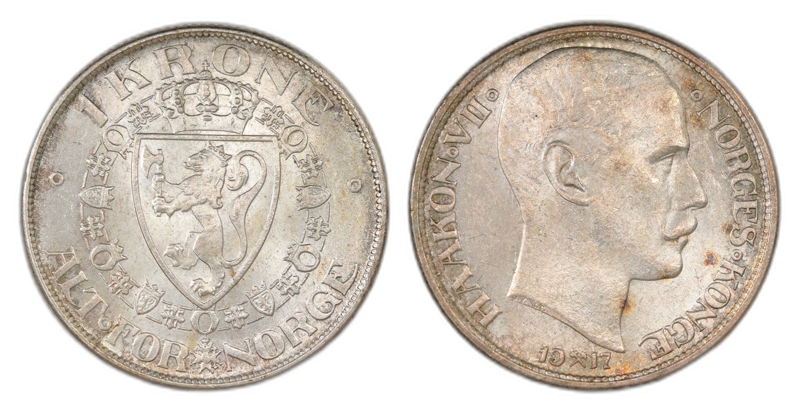 Norway. Haakon VII. 1 Krone 1917. Kv 0.