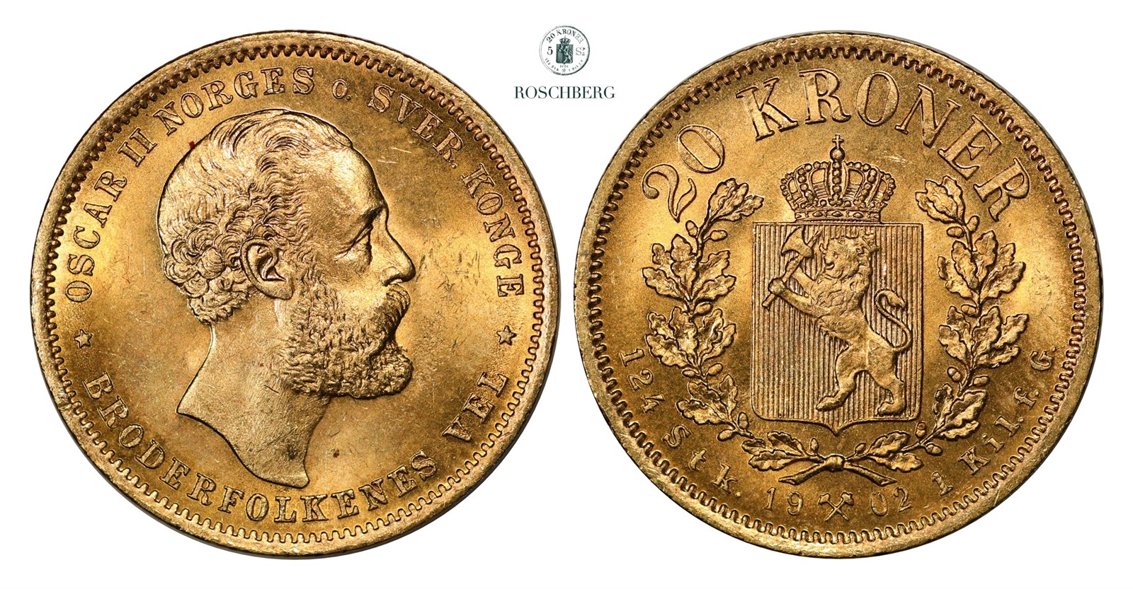 20 Kroner 1902 Kv 0/01(UNC)