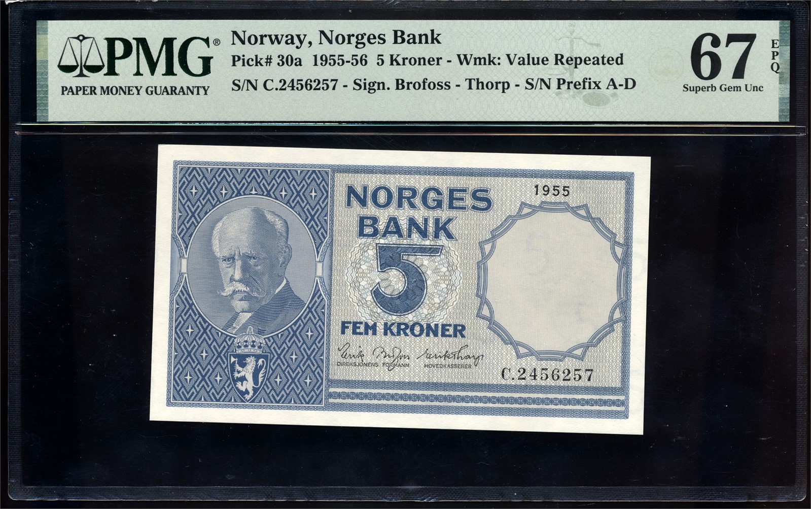 5 Kroner 1955 C2456257 PMG 67EPQ