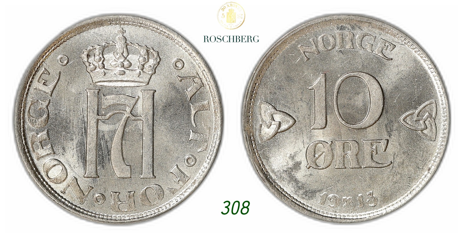 NORWAY. Haakon VII. 10 Øre 1913.