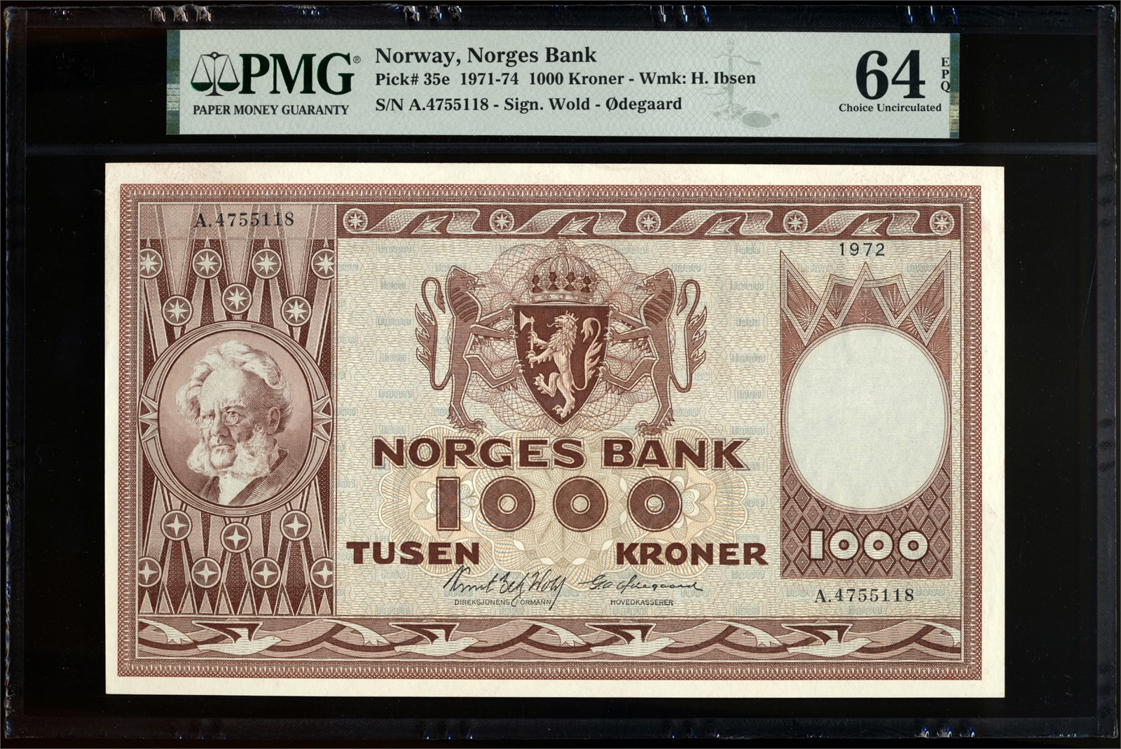 1000 Kroner 1972 A4755118 PMG 64EPQ