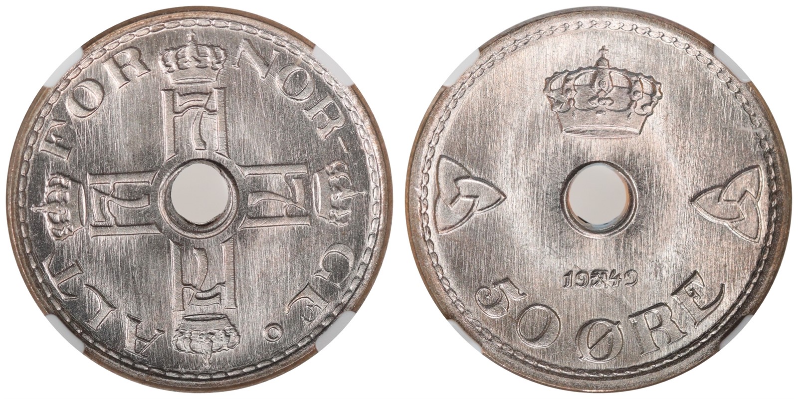 NORWAY. Haakon VII. 50 Øre 1949. NGC MS67+ TOP POP.