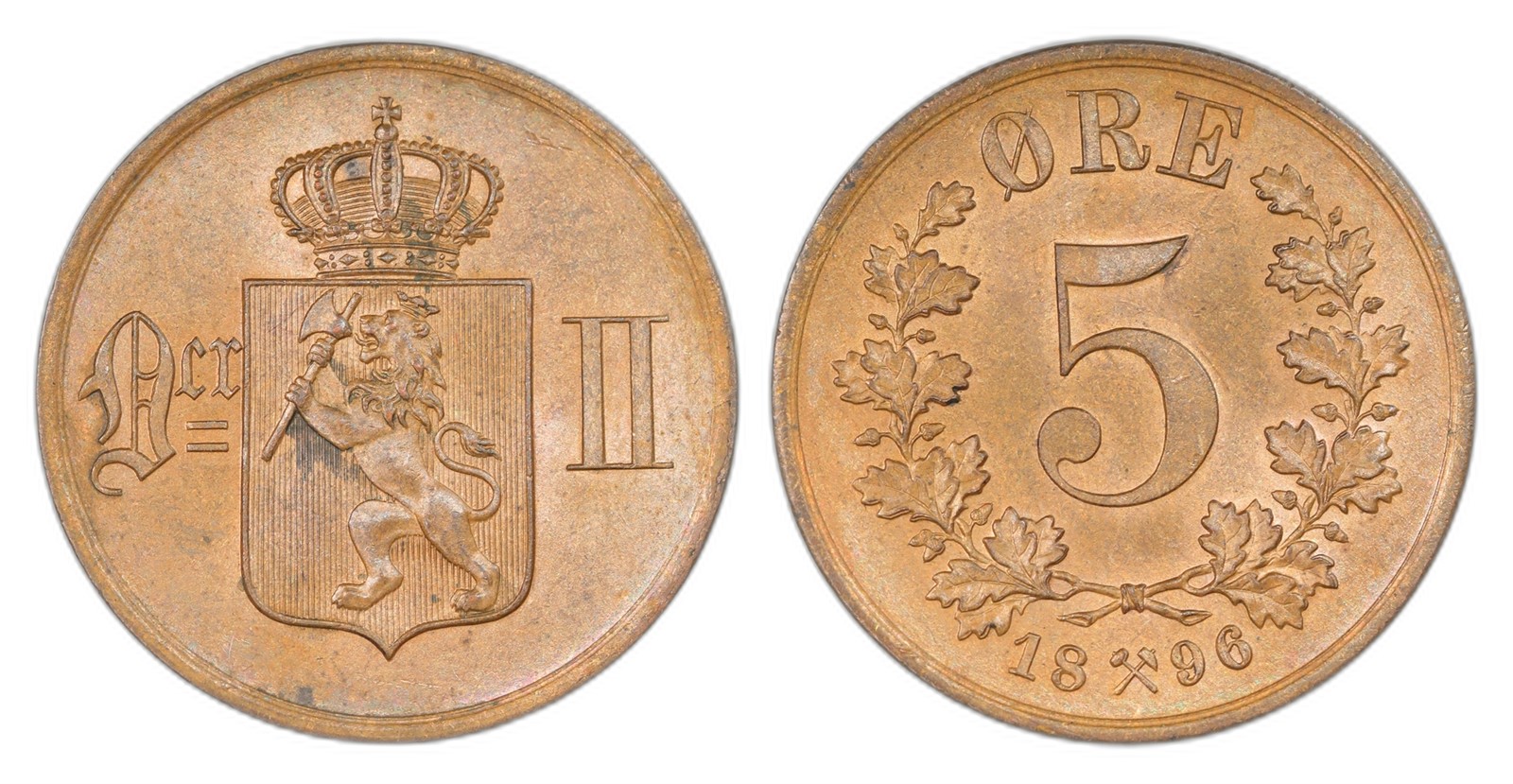 Norway. Oscar II. 5 Øre 1896. Kv 0.
