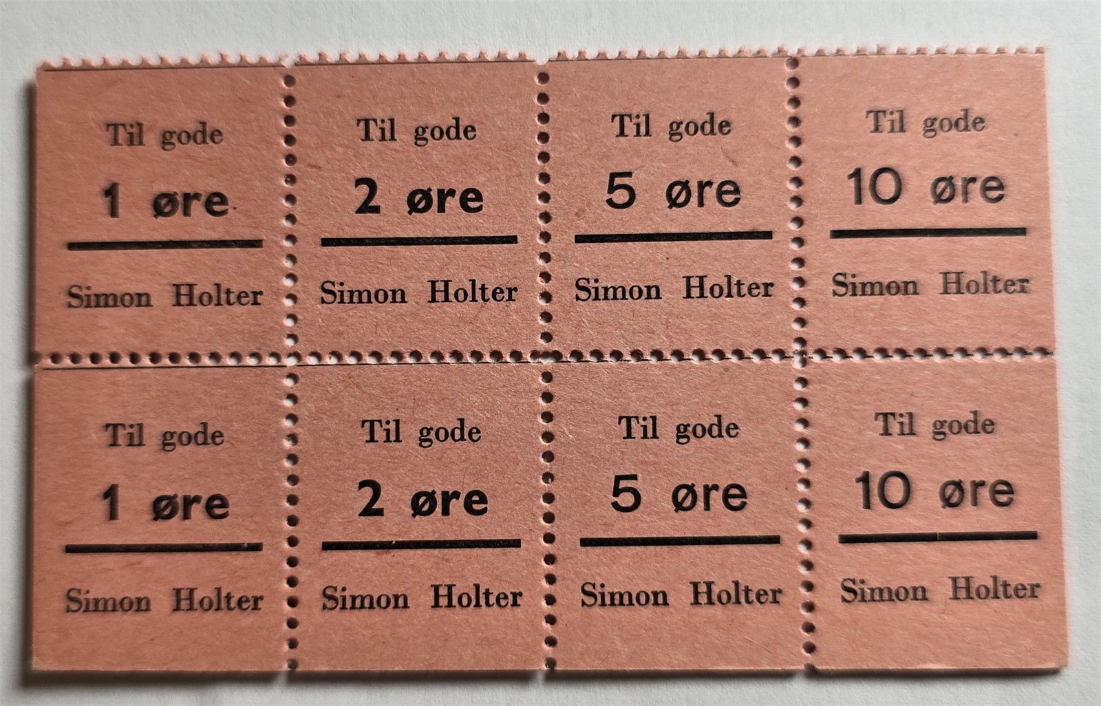 Simon Holter. 1, 2 5 og 10 øre. 2 serier. UNC.