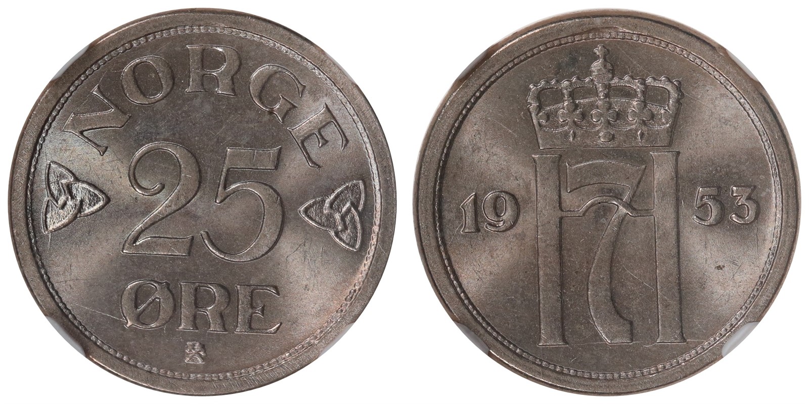 NORWAY. Haakon VII. 25 Øre. 1953. NGC MS65.