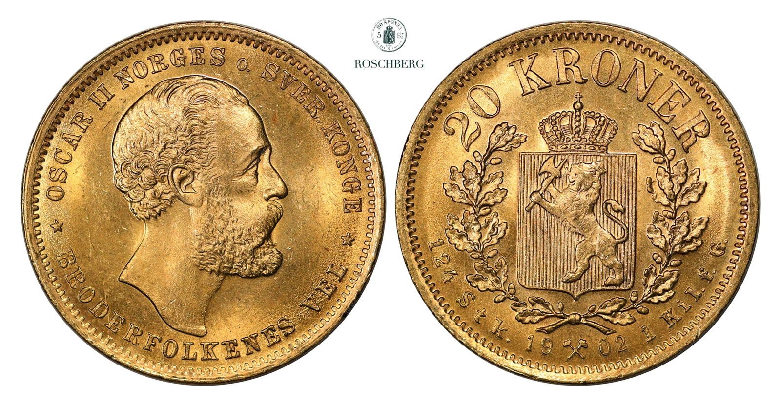 20 Kroner 1902 Kv 0/01(UNC)