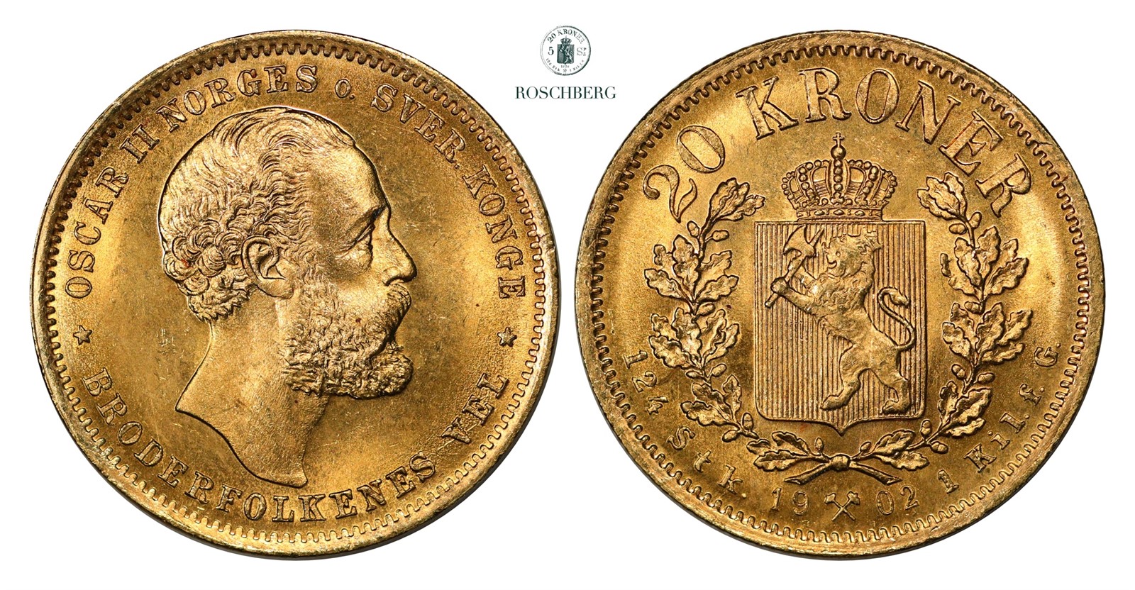 20 Kroner 1902 Kv 0/01(UNC)