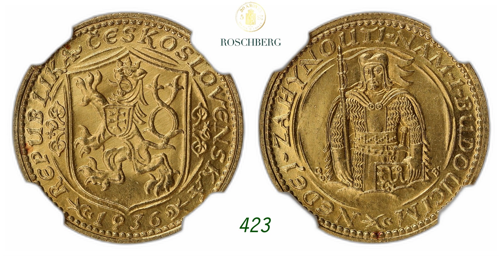 CZECHOSLOVAKIA. Republic. Ducat Gold 1936.