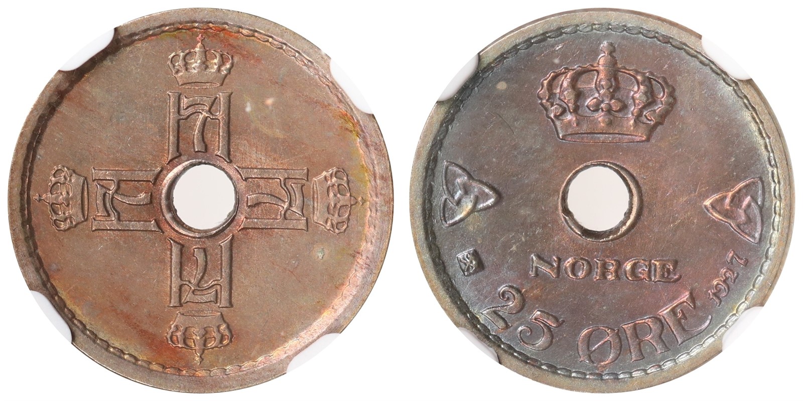 NORWAY. Haakon VII. 25 Øre 1927. NGC MS65.