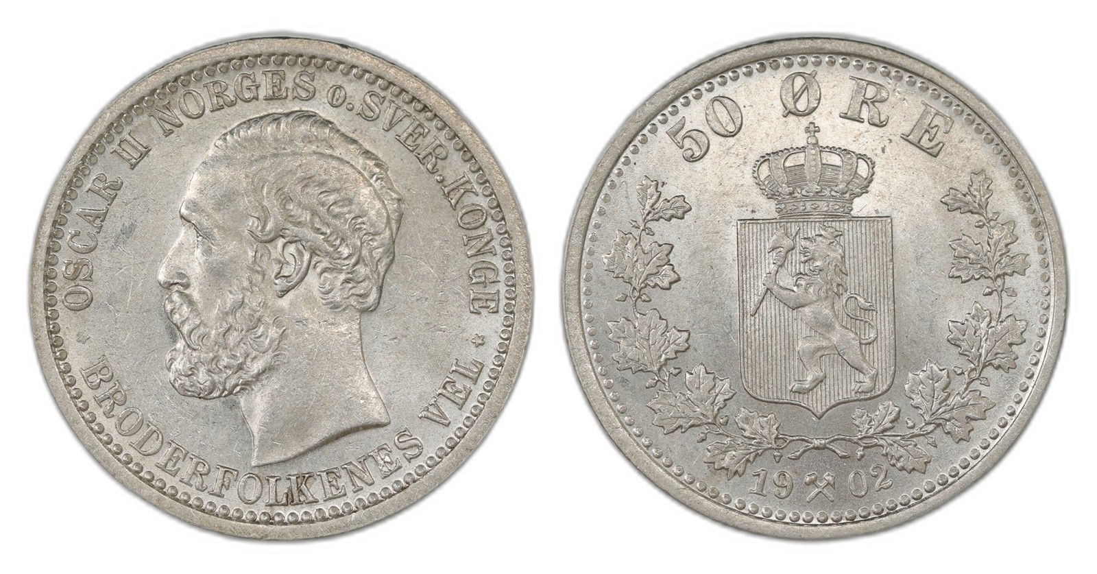 Norway. Oscar II. 50 Øre 1902. Kv 0/01.