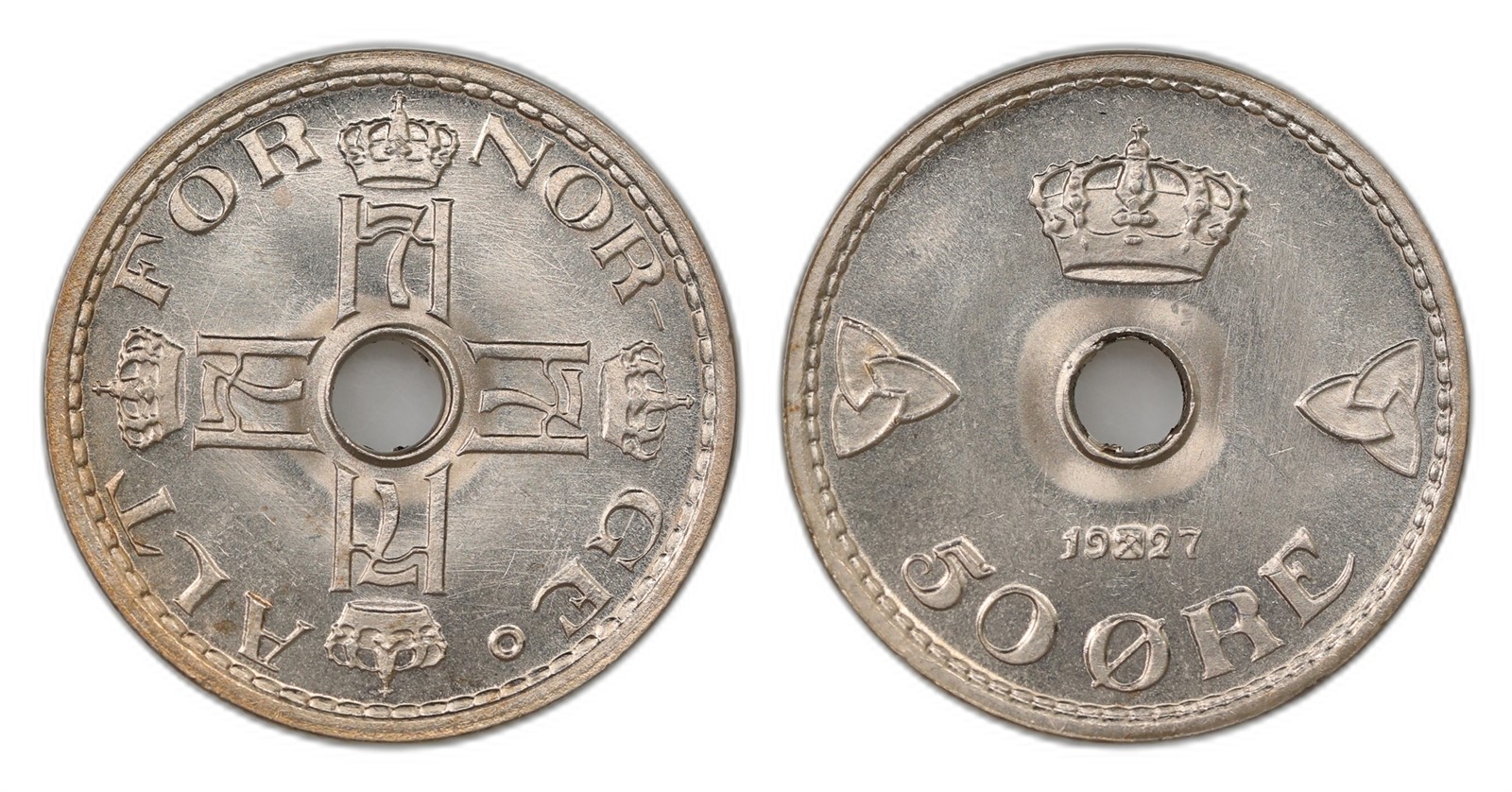 Norway. Haakon VII. 50 Øre 1927. Kv PRAKTEX.
