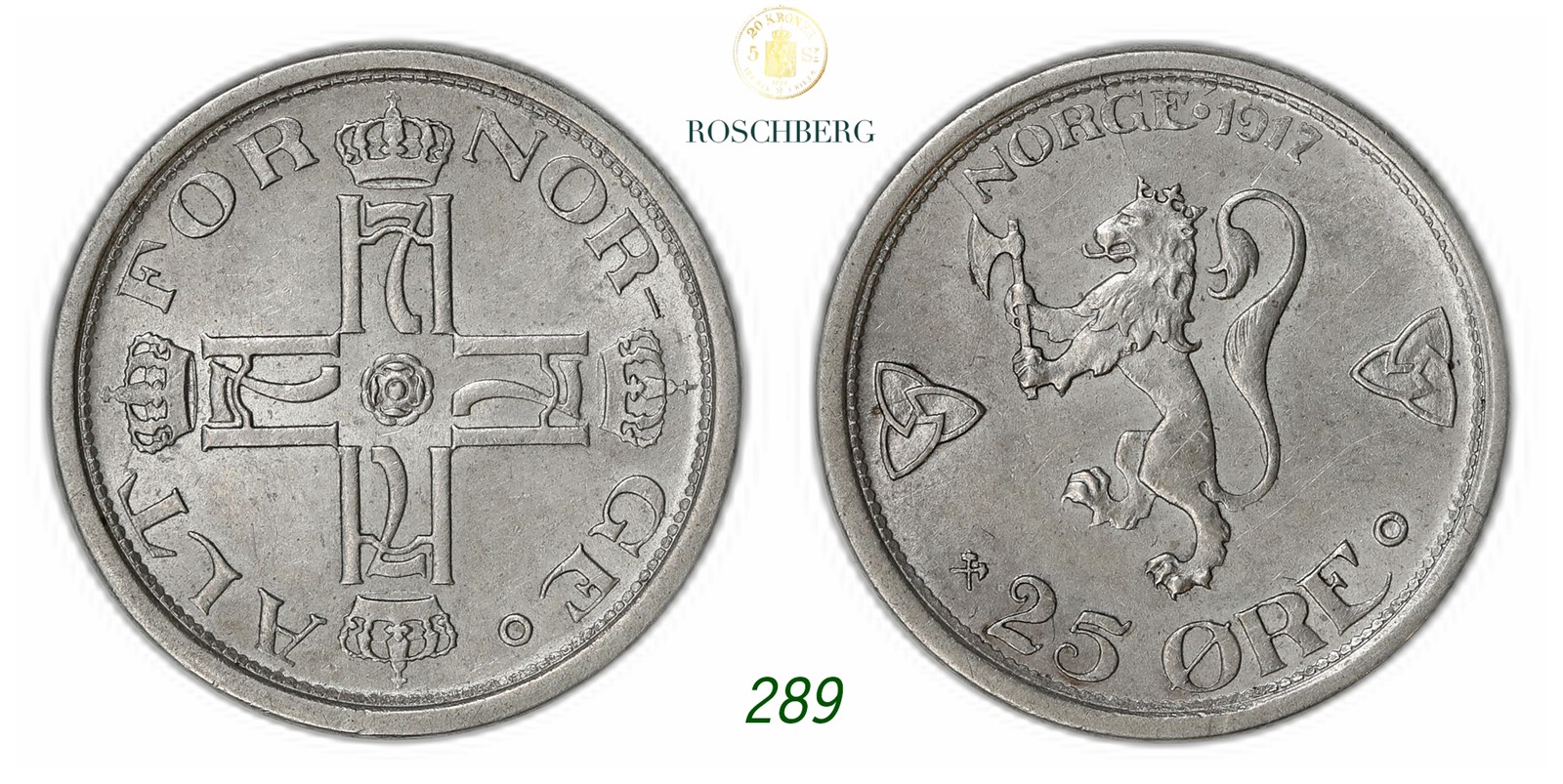 NORWAY. Haakon VII. 25 Øre 1917.