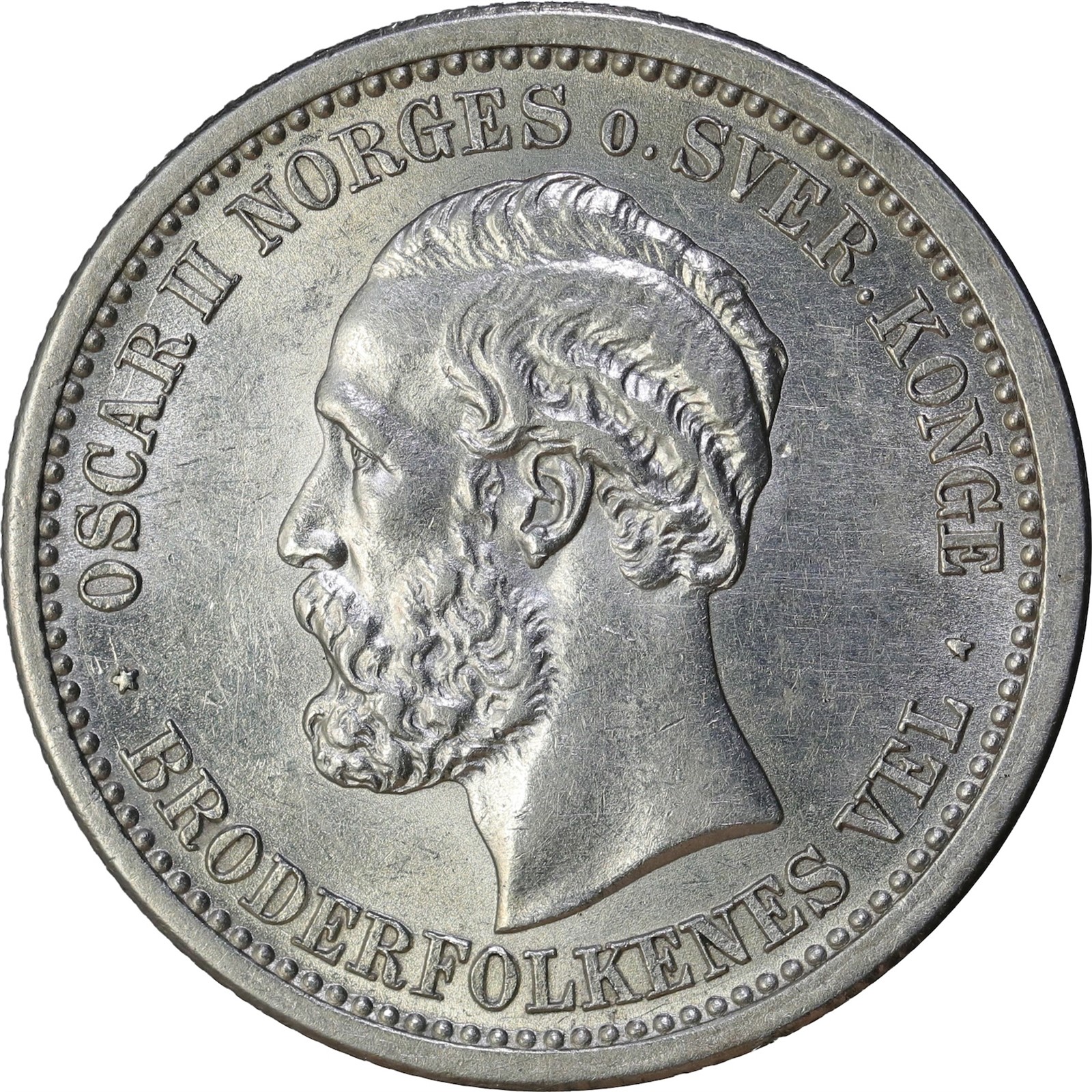 NORWAY. Oscar II. 1 Krone / 30 Sk. Kv g0/01 (UNC)