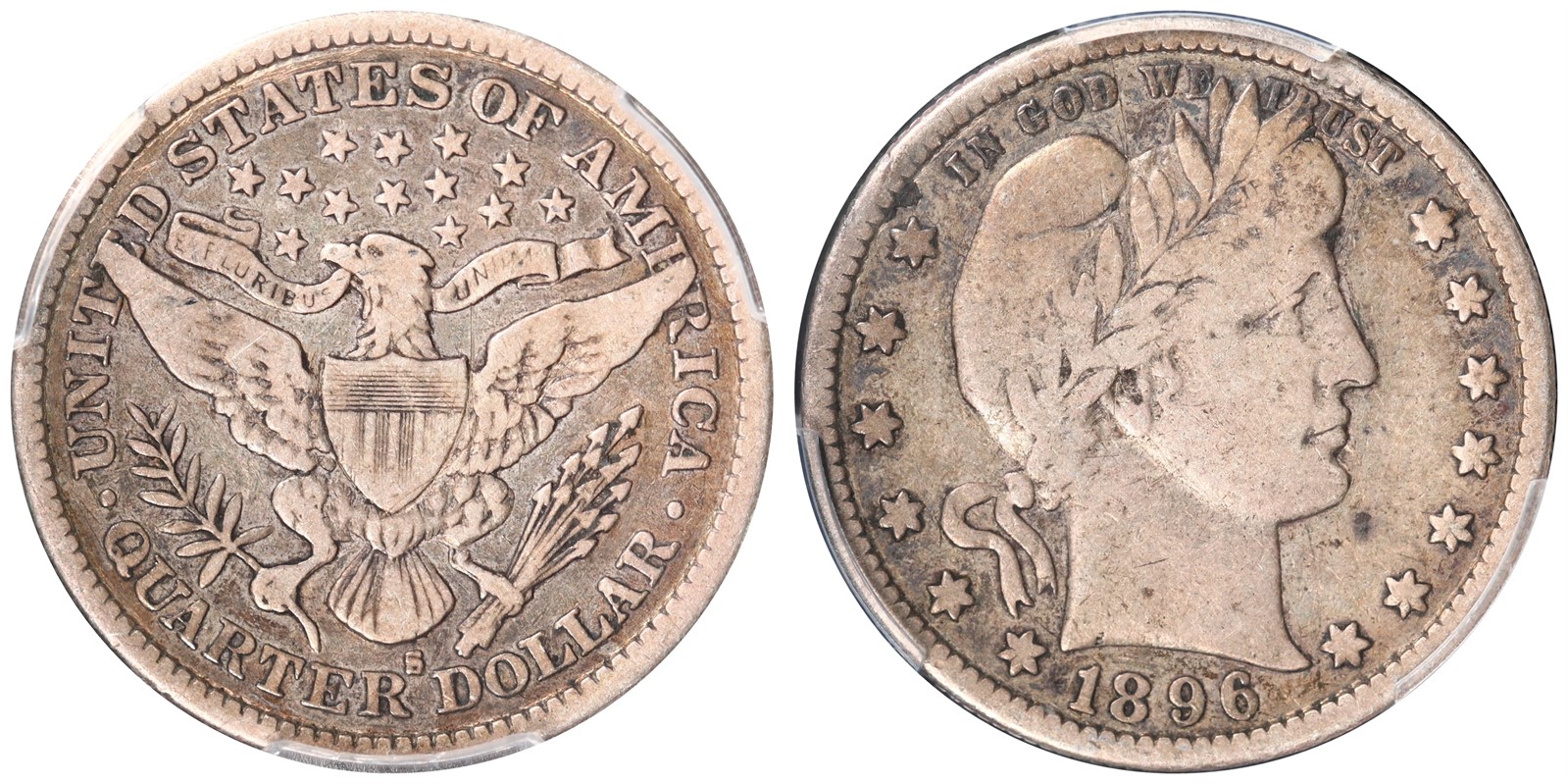 USA. 25 Cents (quarter). 1896-S. VG10.