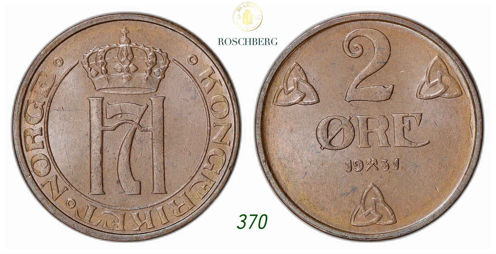 NORWAY. Haakon VII. 2 Øre 1931.