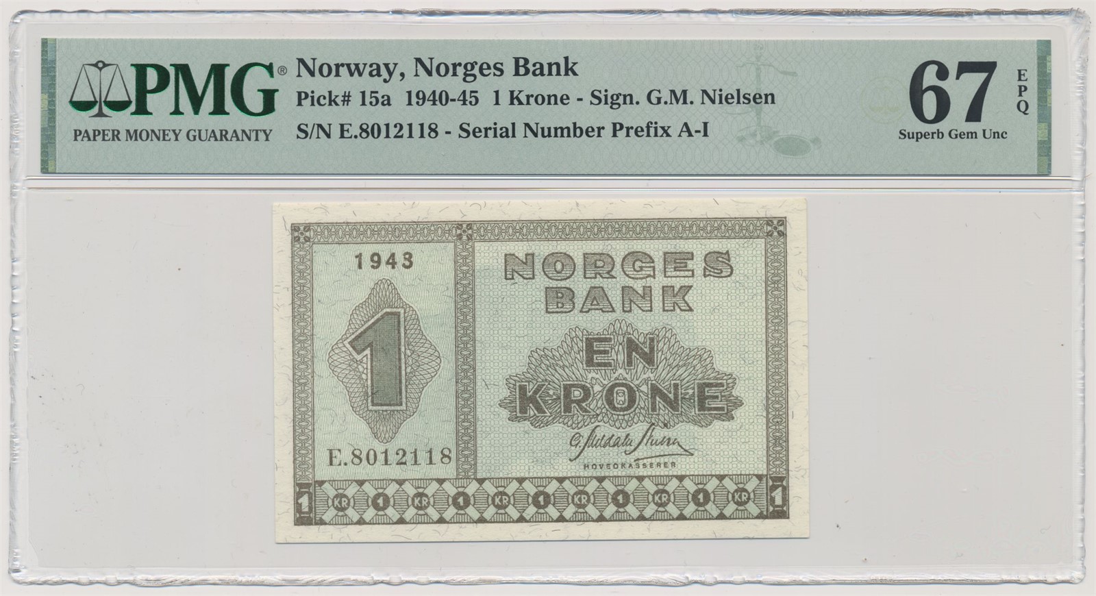 1 Krone 1943 E PMG 67 EPQ