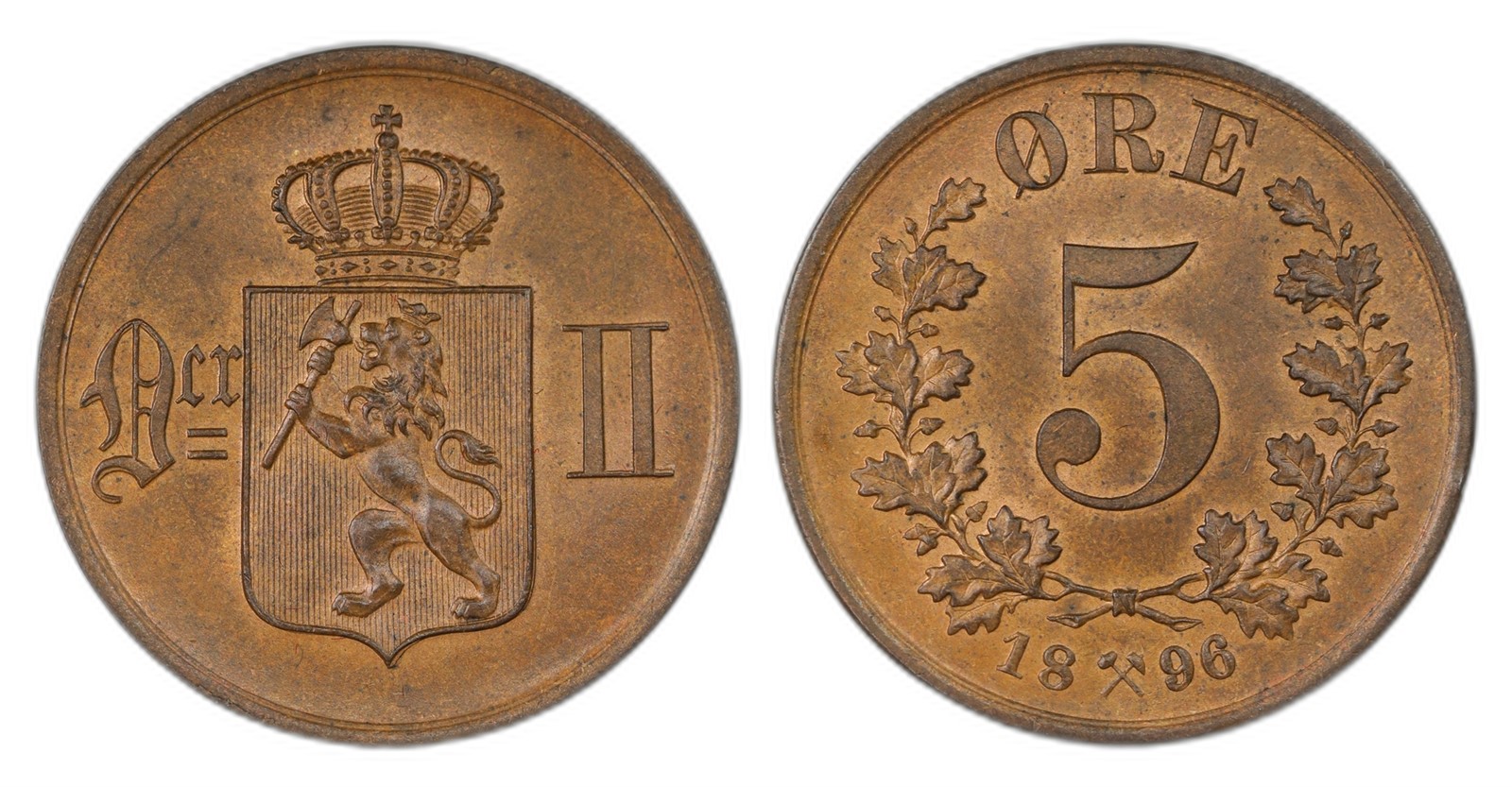Norway. Oscar II. 5 Øre 1896. Kv 0.