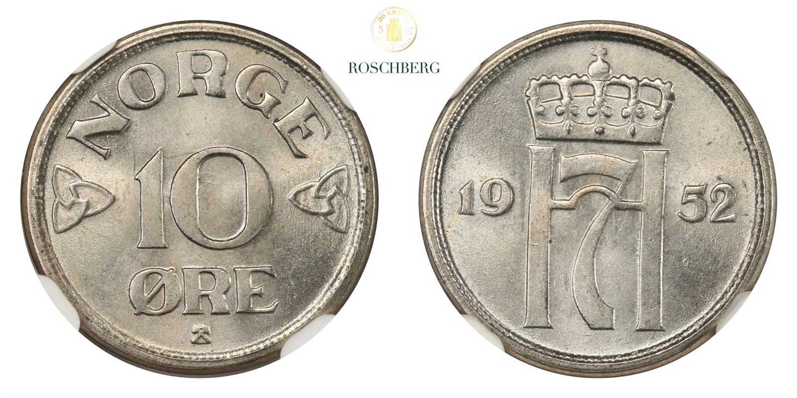 Norge 10 Øre 1952 NGC MS66