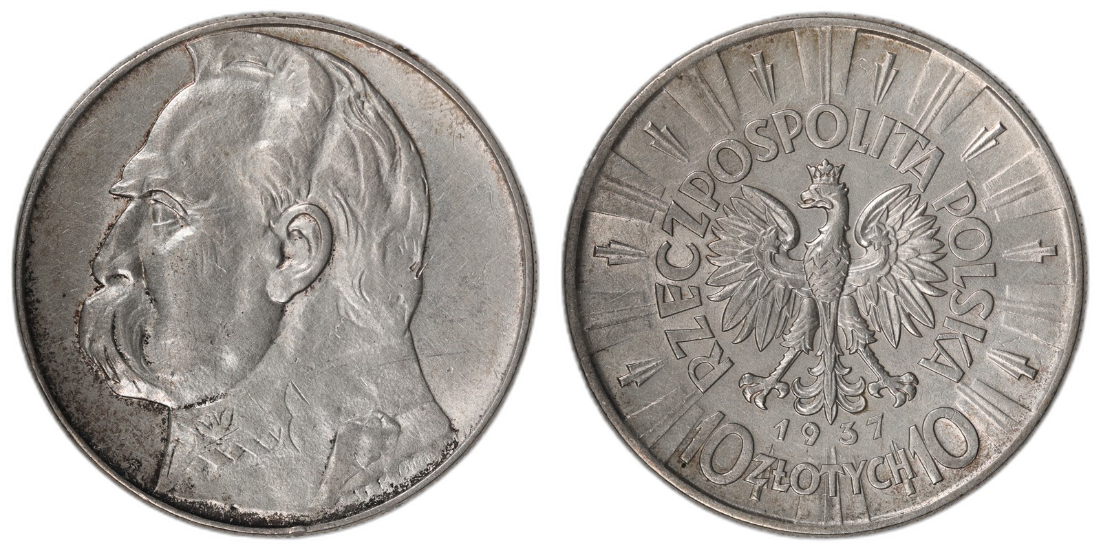 POLAND. Republic. 10 Zlotych. 1937. AU.
