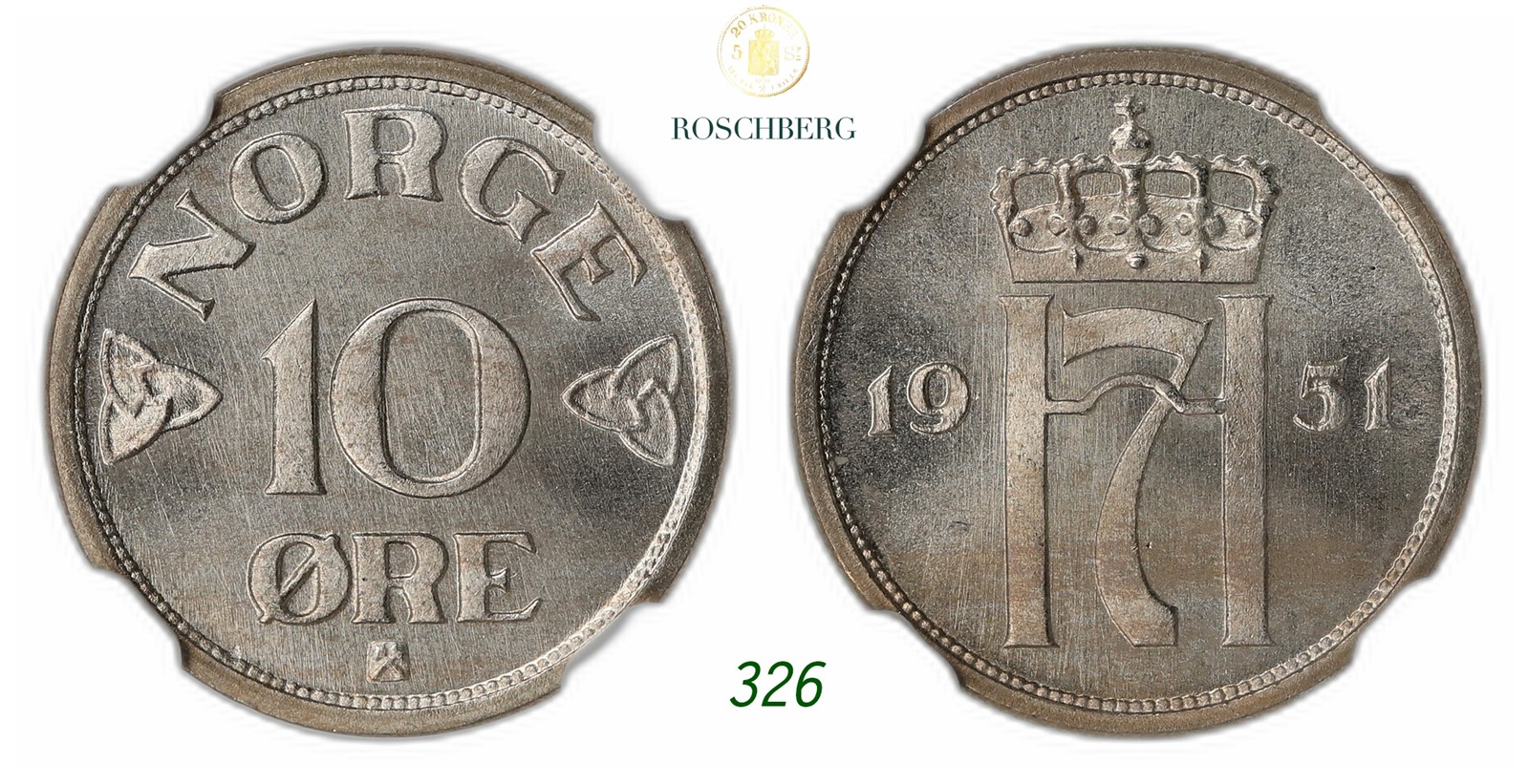 NORWAY. Haakon VII. 10 Øre 1951.