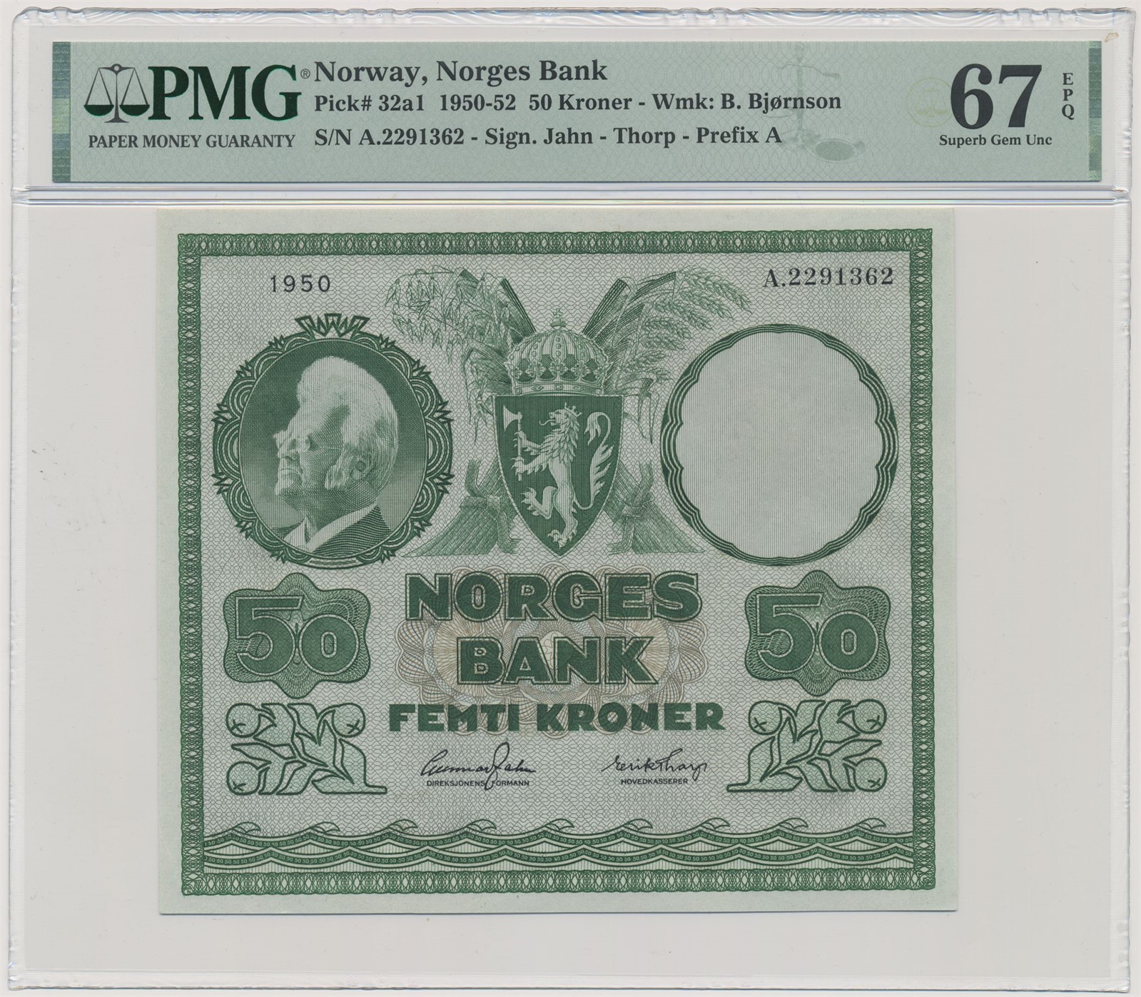 50 Kroner 1950 A PMG 67 EPQ
