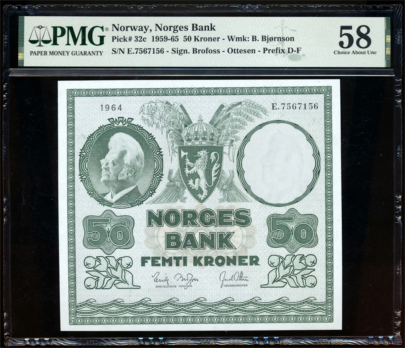 50 Kroner 1964 E7567156 PMG 58EPQ