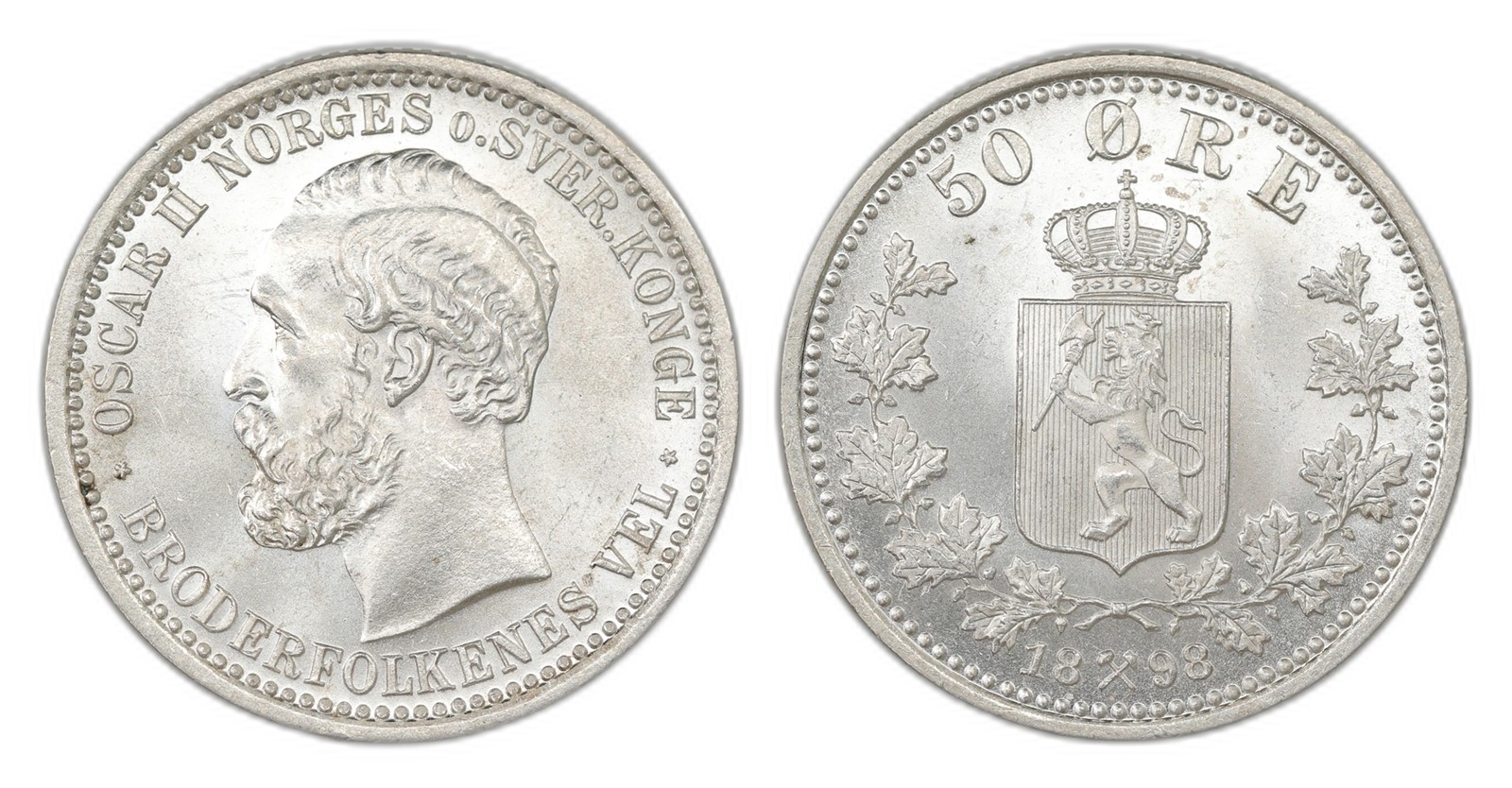Norway. Oscar II. 50 Øre 1898. Kv 0.