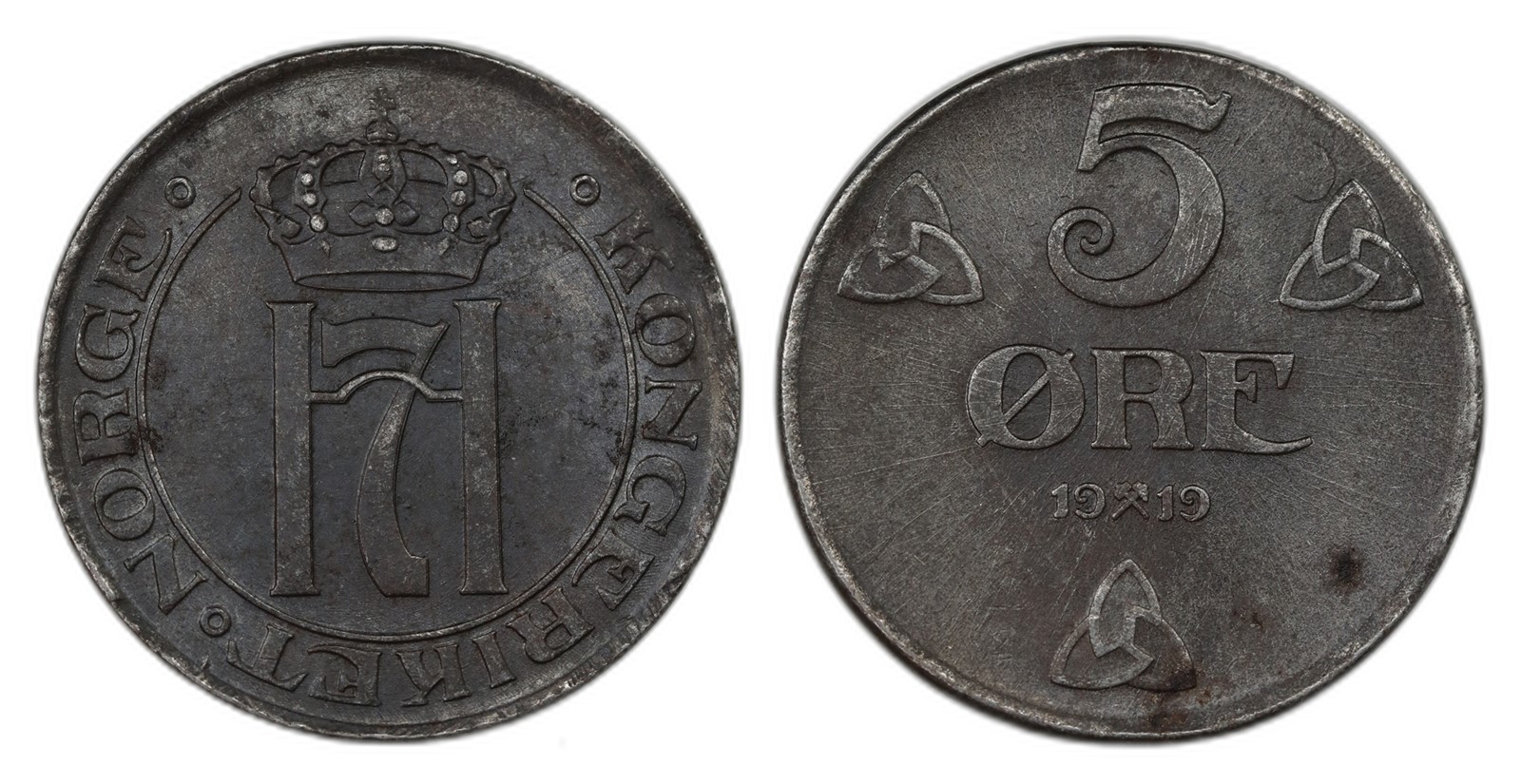 Norway. Haakon VII. 5 Øre 1919. Kv 0/01.