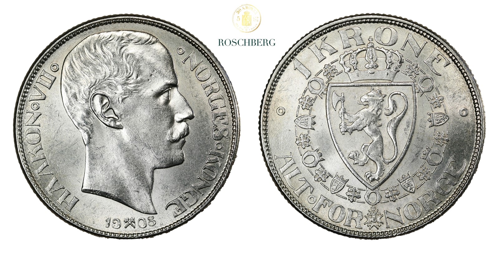 Norge 1 Krone 1908 Plate Kv 0