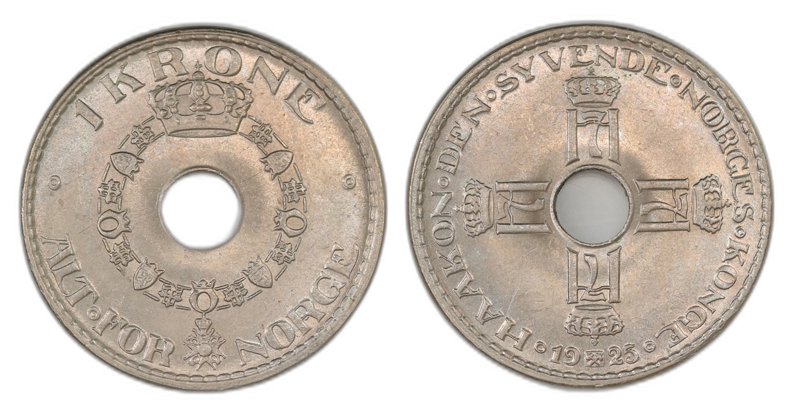 Norway. Haakon VII. 1 Krone 1925. Kv 0.