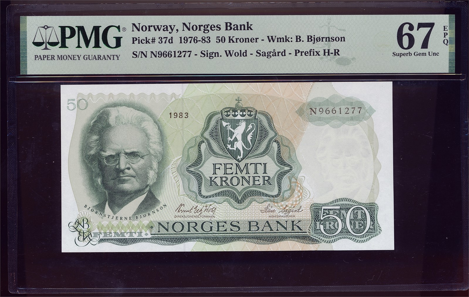 50 Kroner 1983-N. PMG 67EPQ.