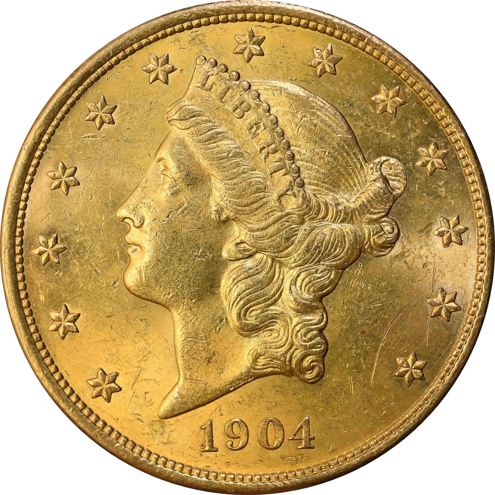 USA. Liberty Head $20 1904 UNC