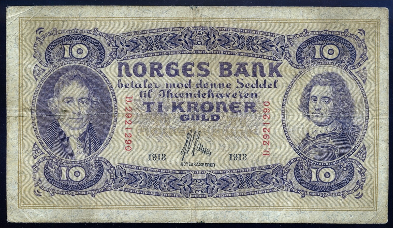 10 Kroner 1913-D. Kv 1- (F).