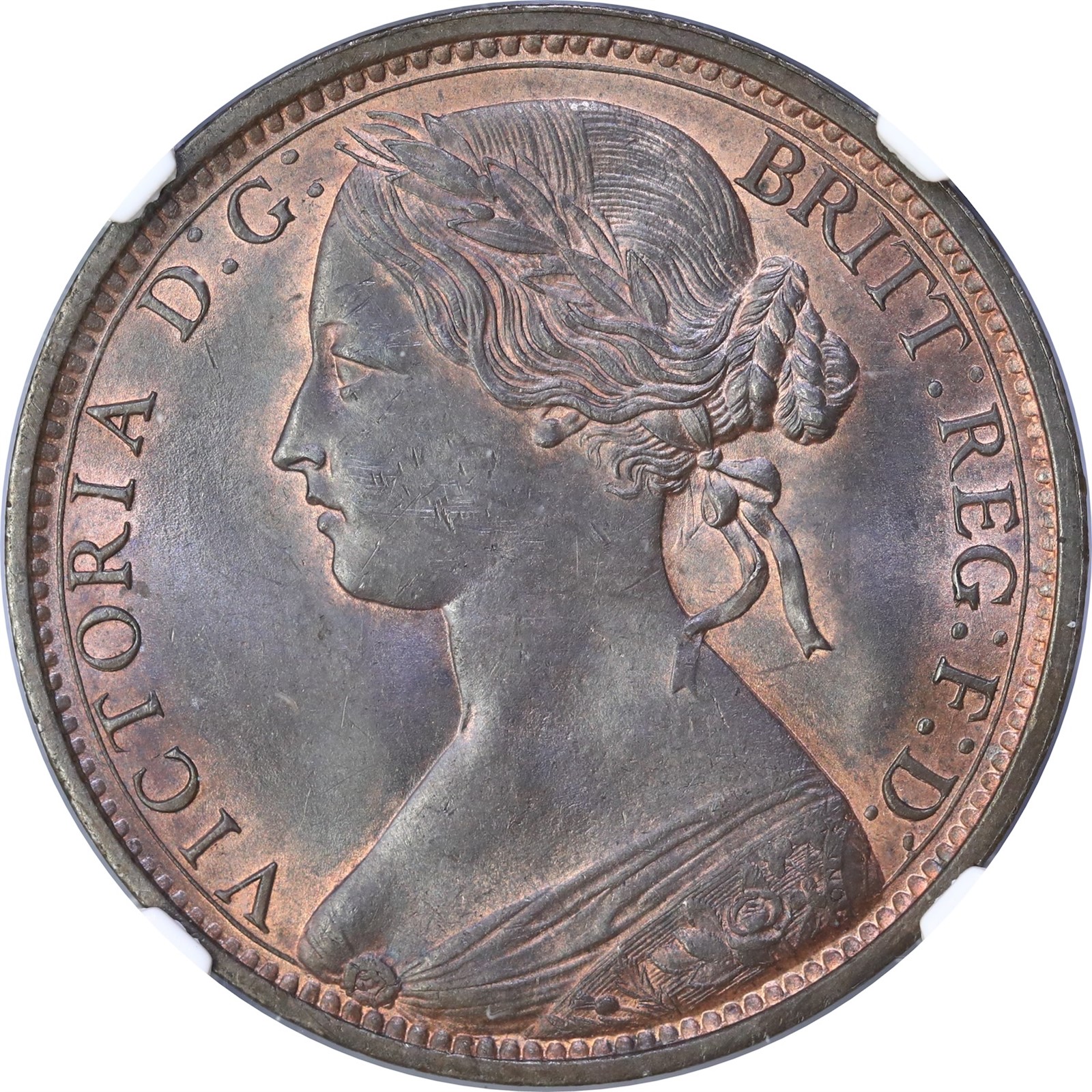 GREAT BRITAIN. Victoria. Penny 1863 NGC MS64BN