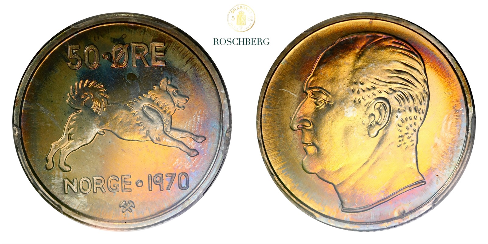 Norge 50 Øre 1970 PCGS MS67