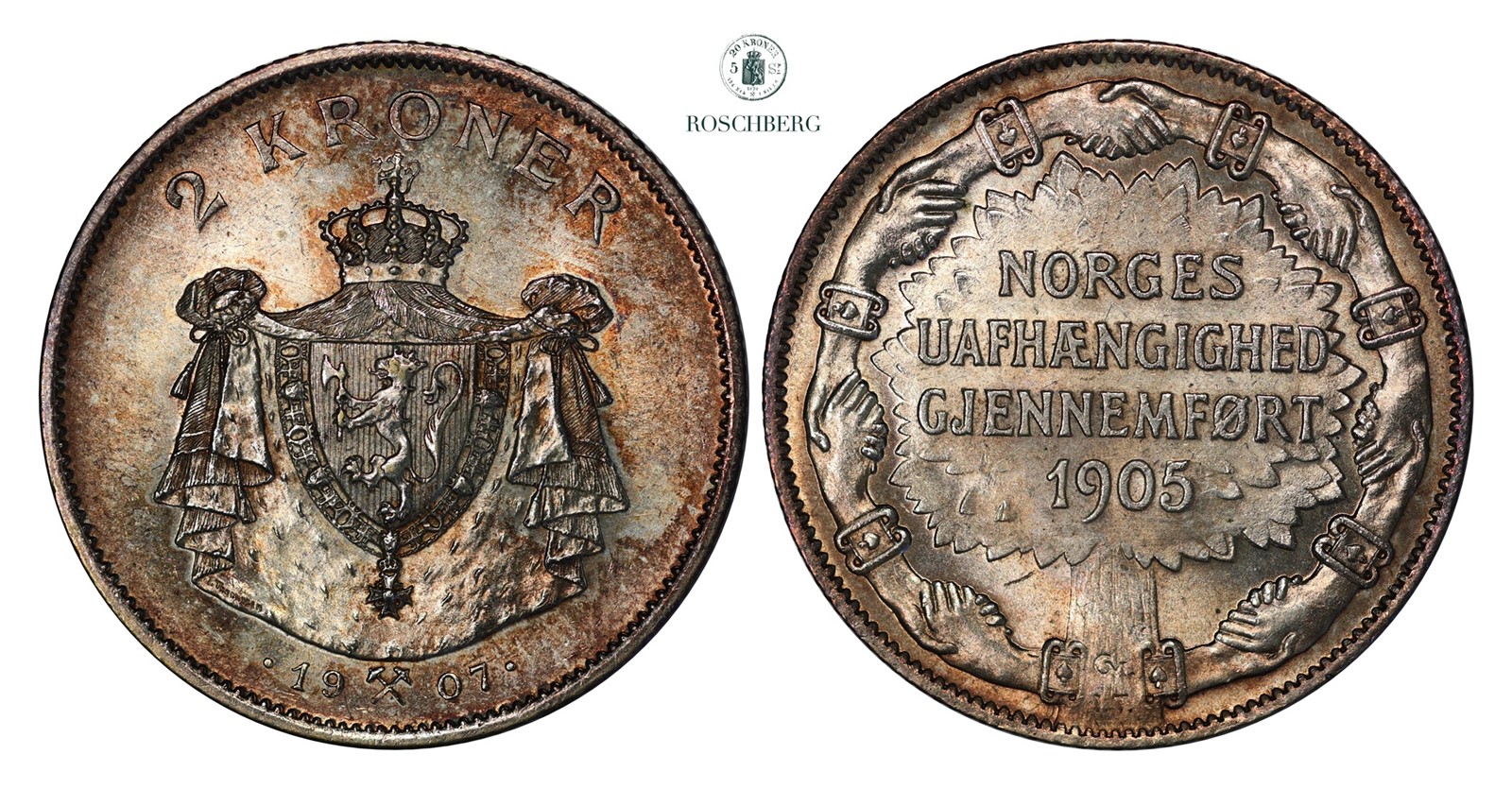 2 Kroner 1907 Kv 0/01 (UNC)