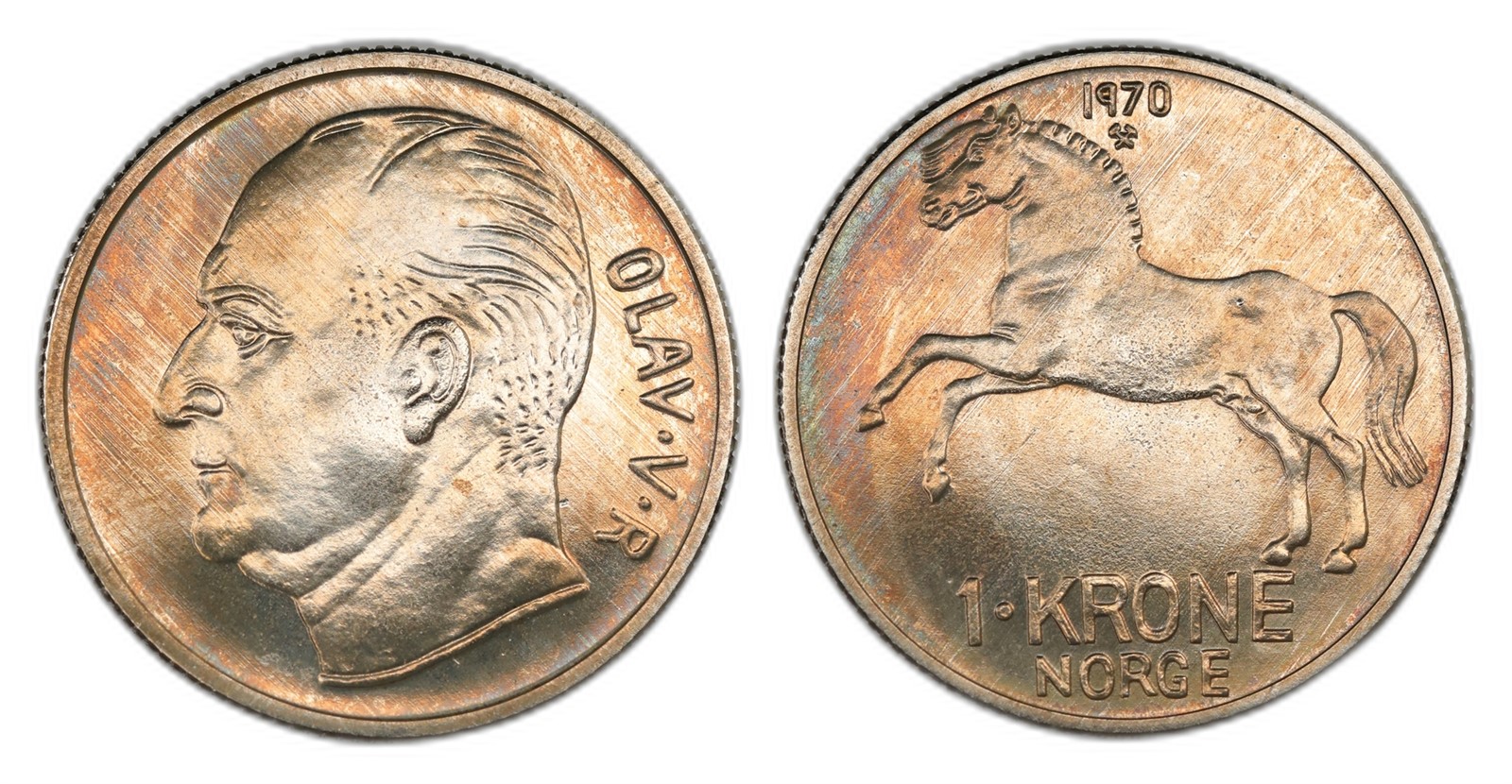 Norway. Olav V. 1 Krone 1970. Kv PROOFLIKE.