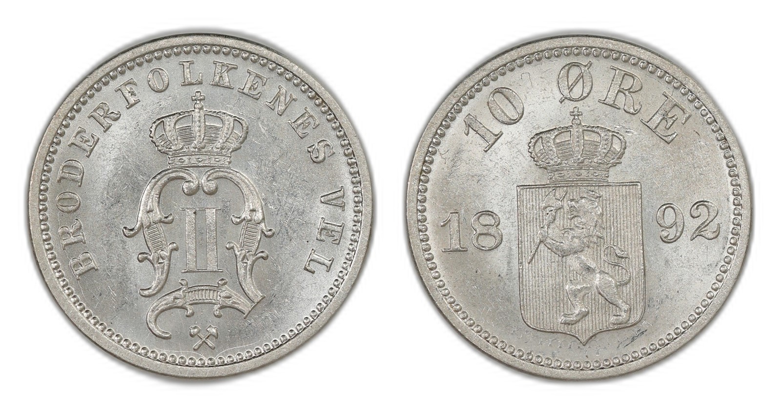 Norway. Oscar II. 10 Øre 1892. Kv 0.