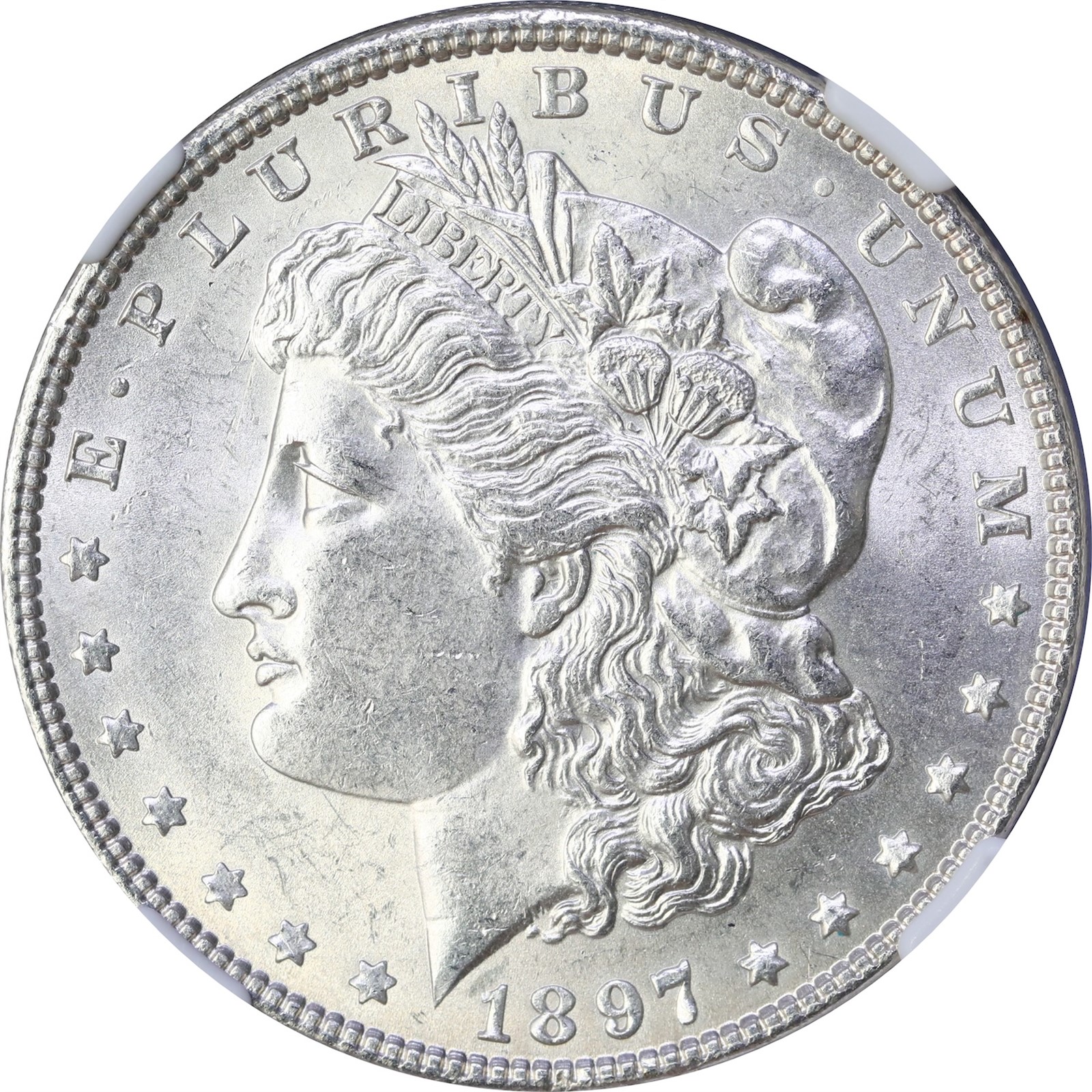 USA. Morgan Silver Dollar 1897 NGC MS62
