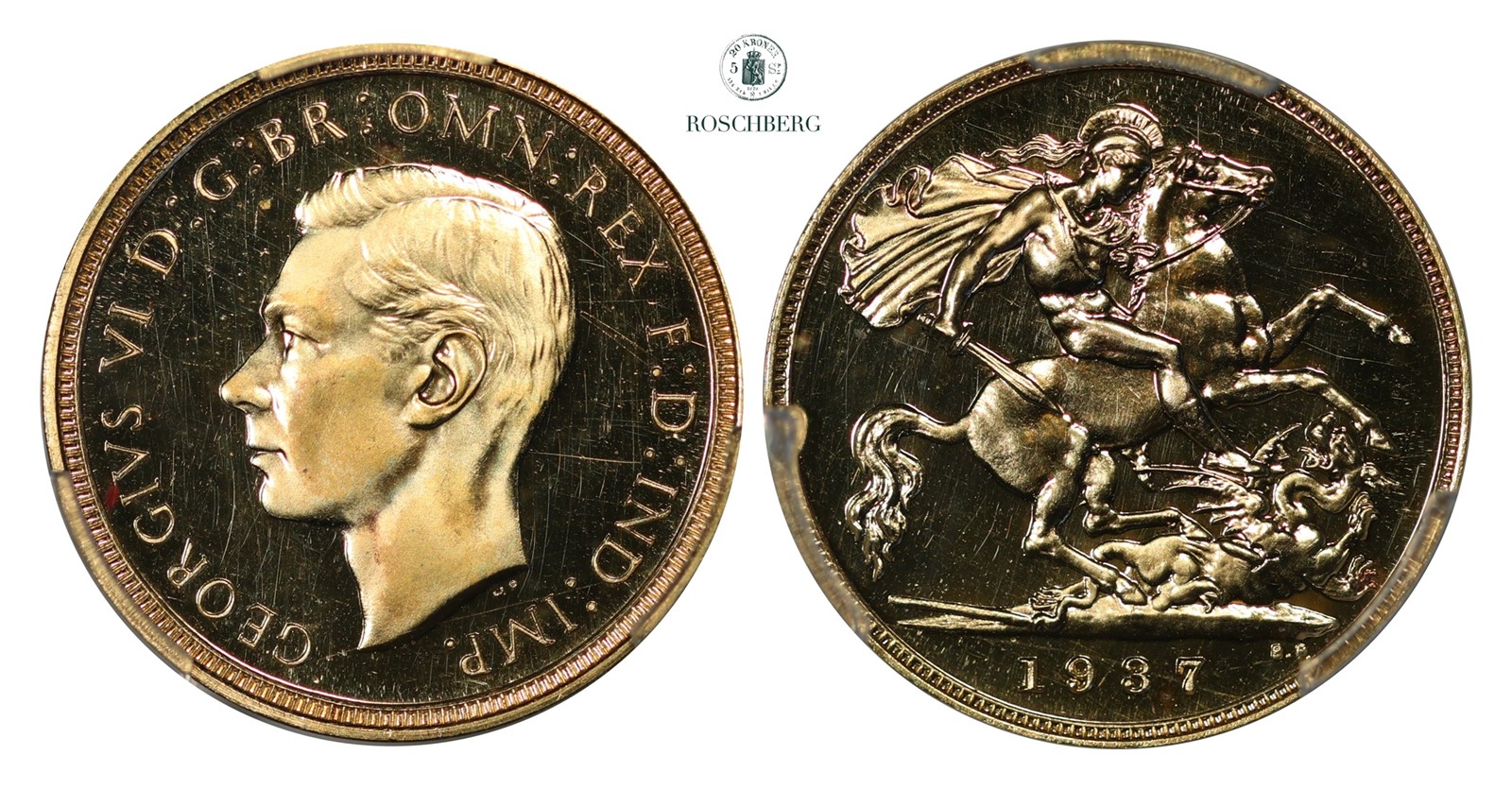 GREAT BRITAIN. 1/2 Sovereign 1937 PCGS PR63