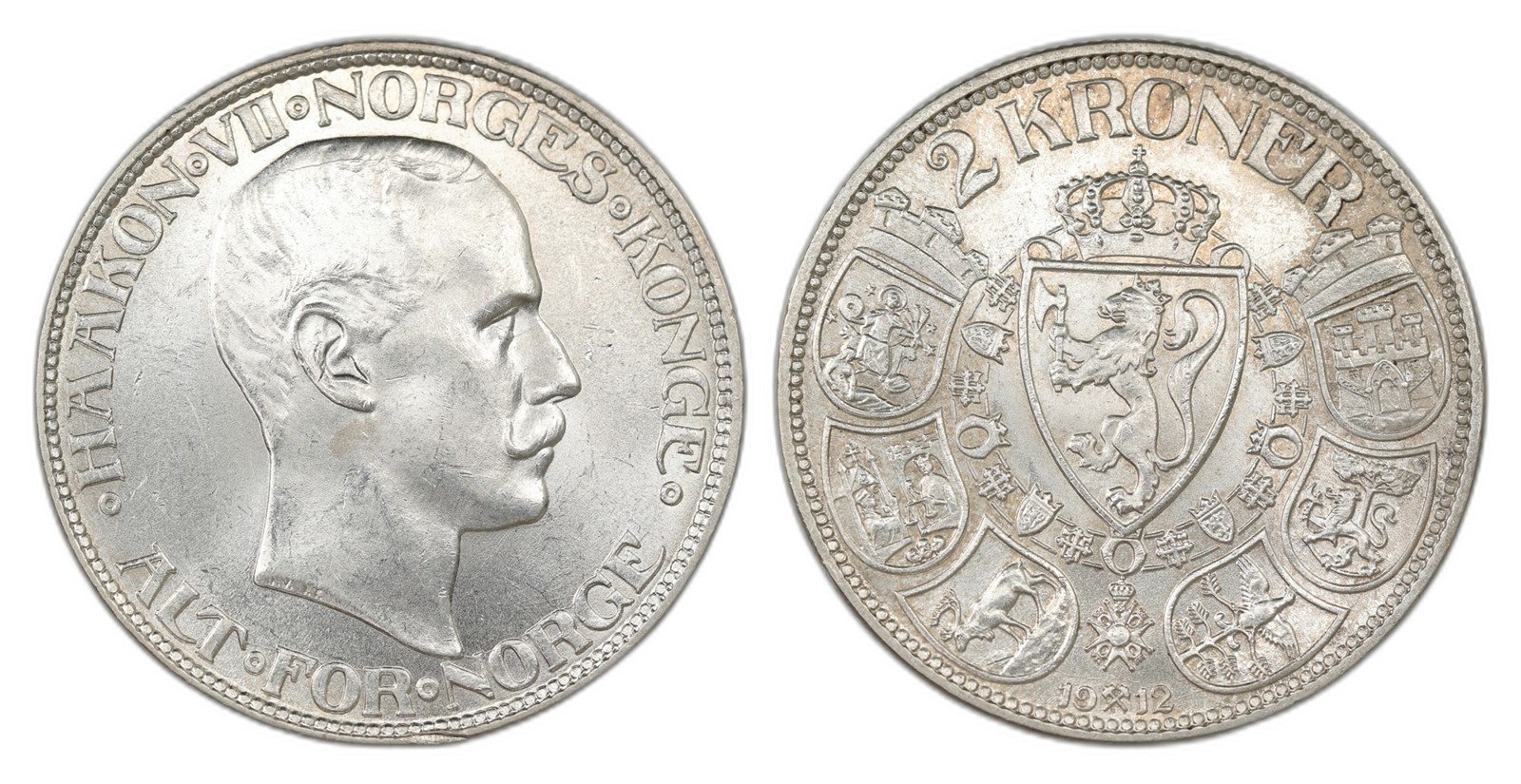 Norway. Haakon VII. 2 Kroner 1912. Kv 0.