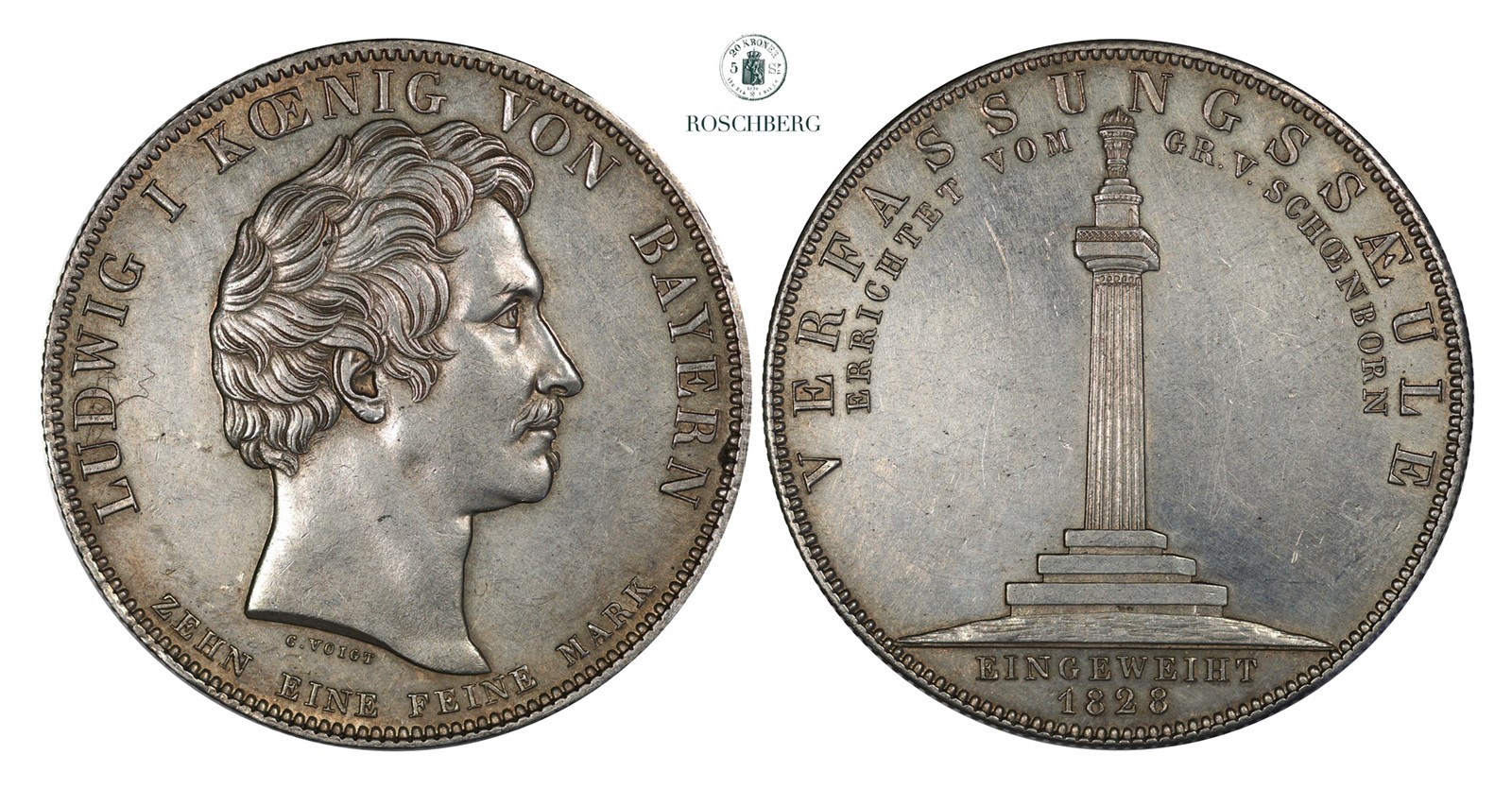 GERMAN STATES, Bayern. Thaler 1832 Geschichtstaler AU