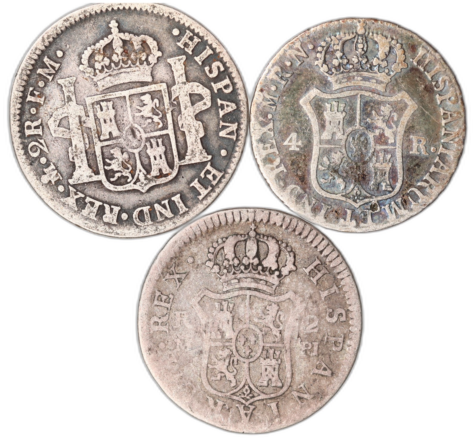 MEXICO/South America. Charles III. 2 Reales. 4 Pieces. Mixed Grades.
