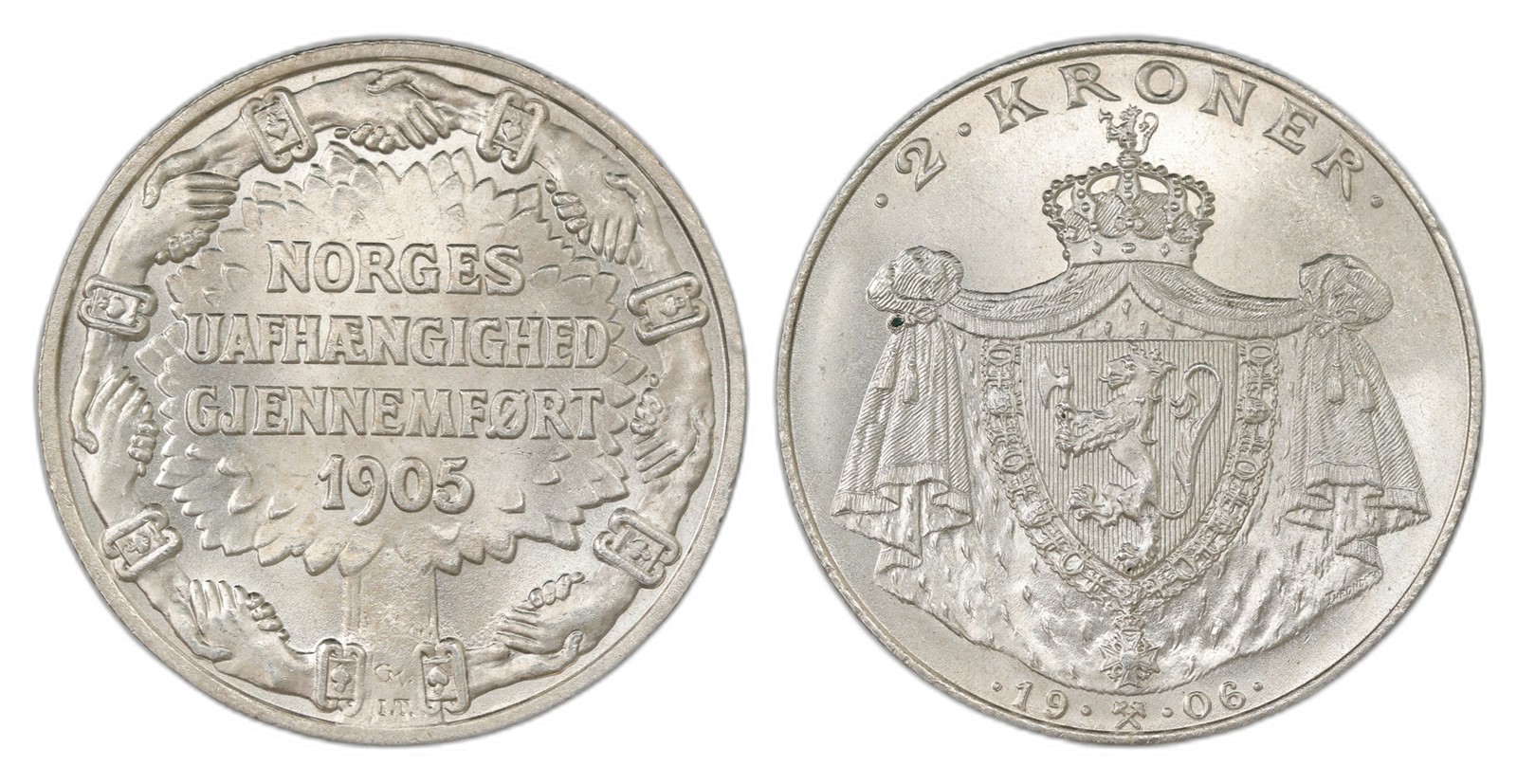 Norway. Haakon VII. 2 Kroner 1906. Kv 0.