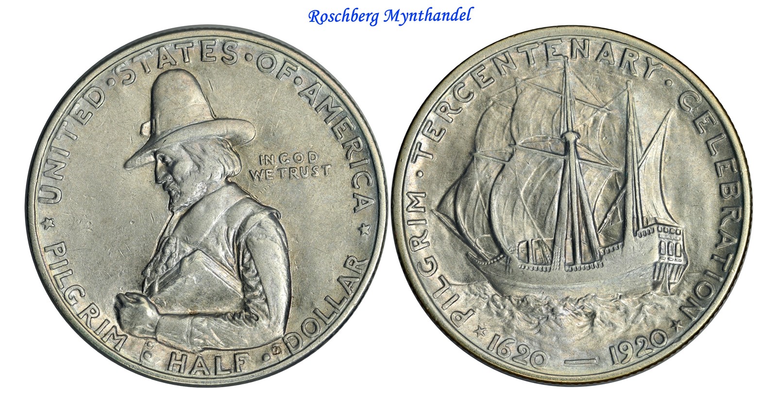 USA Half Dollar 1920 D Pilgrim AU