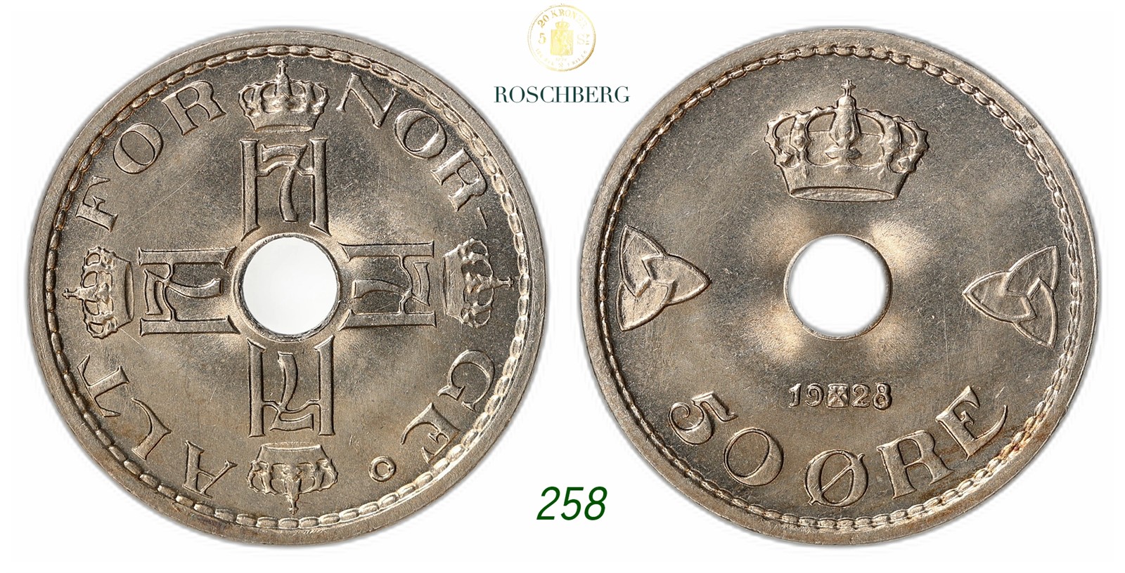 NORWAY. Haakon VII. 50 Øre 1928.